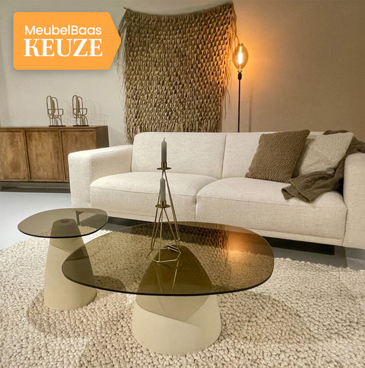 Salontafel Mylon | Glas | Organisch | 86cm