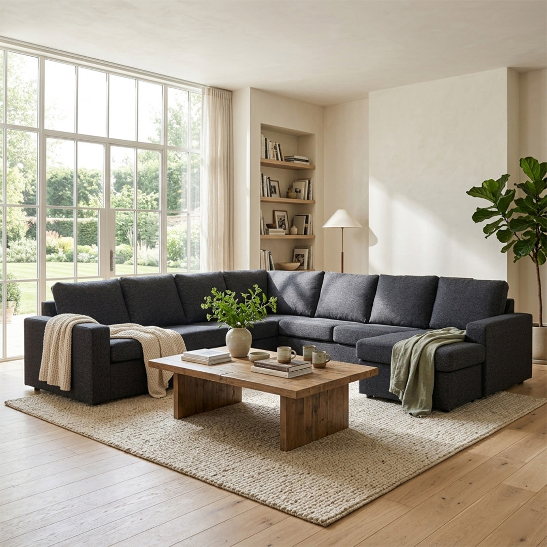 Hoekbank Becca | Antraciet Dortmund | Longchair L+R