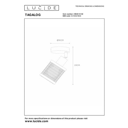 Plafondspot Tagalog | 1-Lichts | Ø10 cm | Zwart Metaal