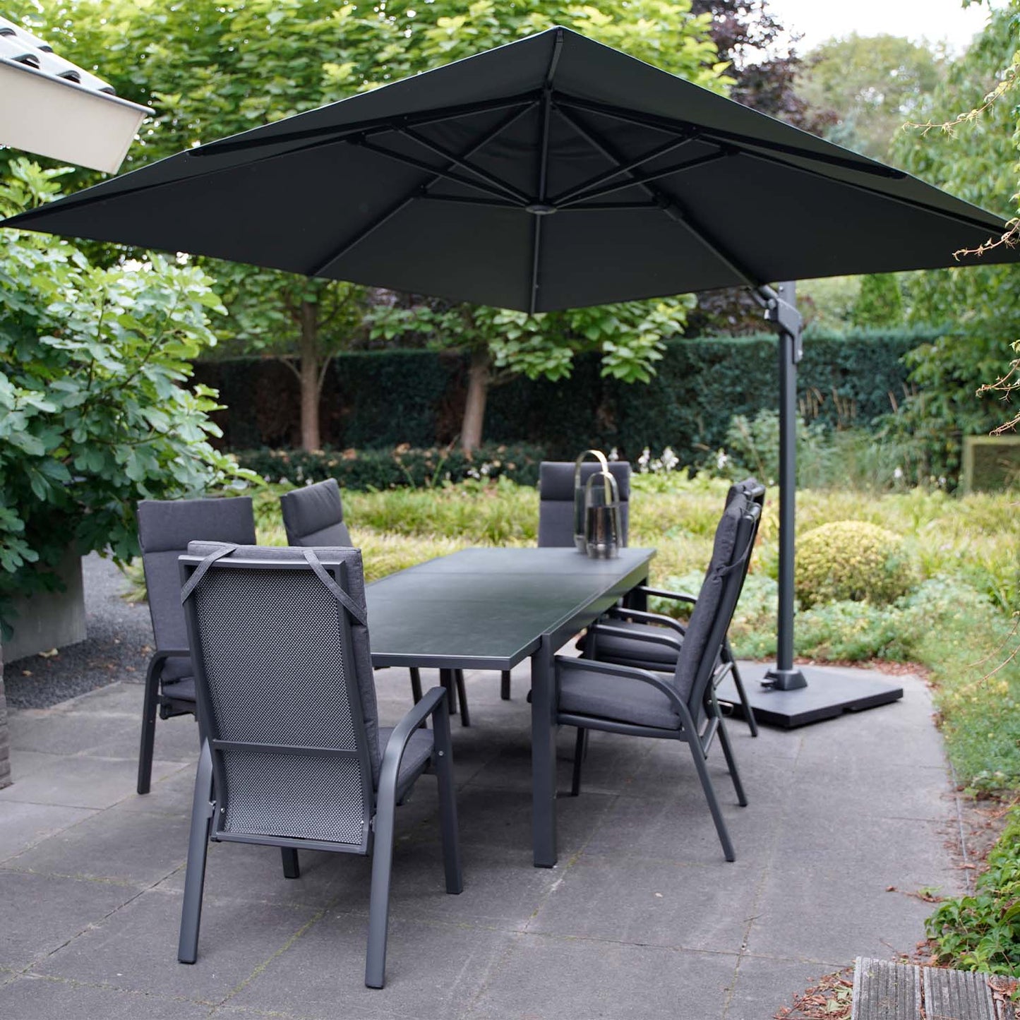 Zweefparasol VirgoFlex | 3 x 3 Meter | Vierkant | Grijs