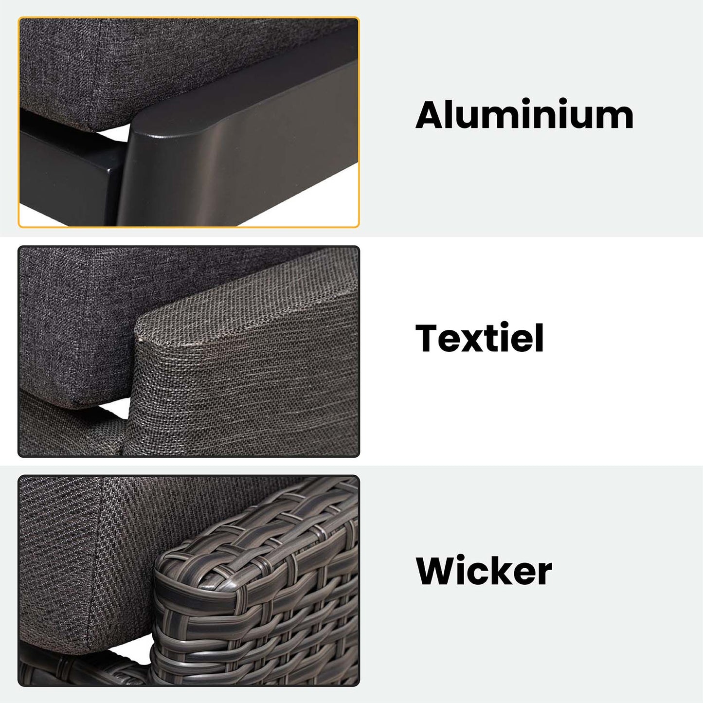 Loungebank Florence | Antraciet Aluminium