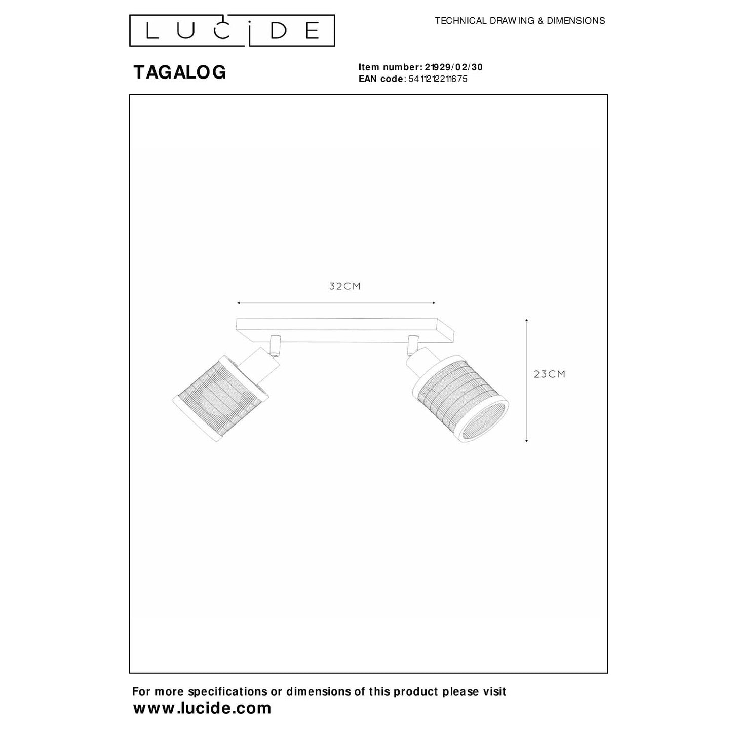 Plafondspot Tagalog | 2-Lichts | Ø10 cm | Zwart Metaal