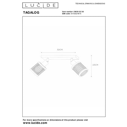 Plafondspot Tagalog | 2-Lichts | Ø10 cm | Zwart Metaal