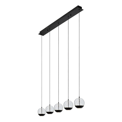 Hanglamp Sentubal | 5 op rij | Zwart