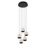 Hanglamp Sentubal 5 hangend zwart, vooraanzicht op witte achtergrond
