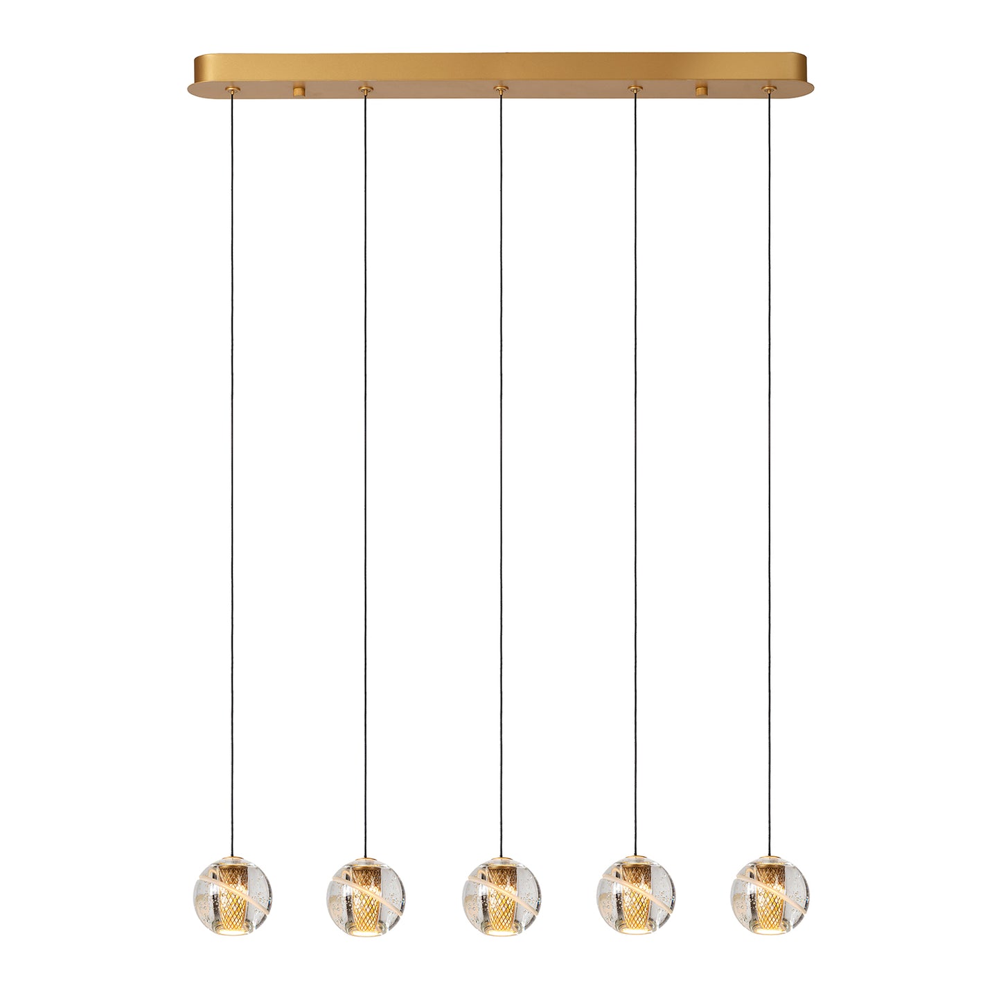 Hanglamp Dilenko | 5 op rij | Goud
