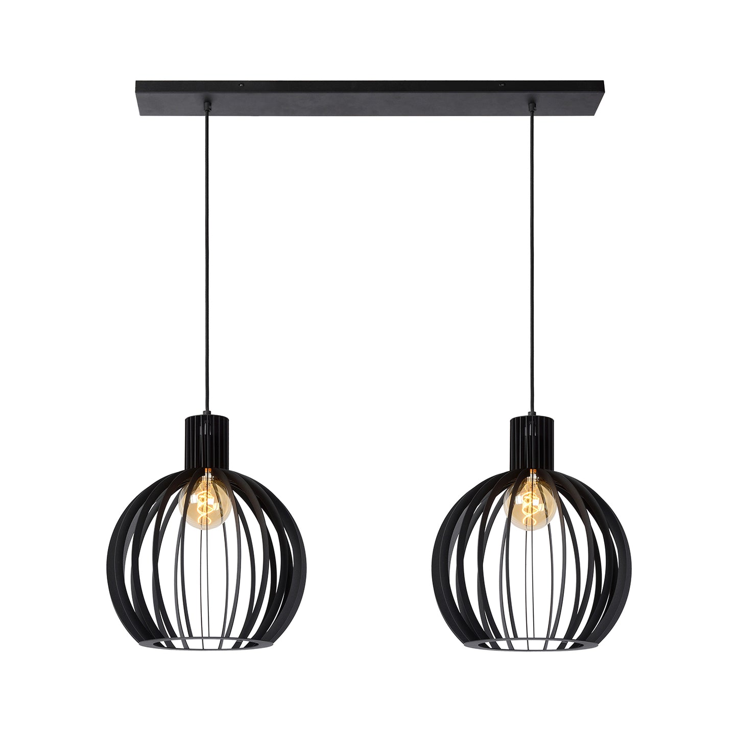 Hanglamp Mikaela | 2 Lampen | E27 | Zwart