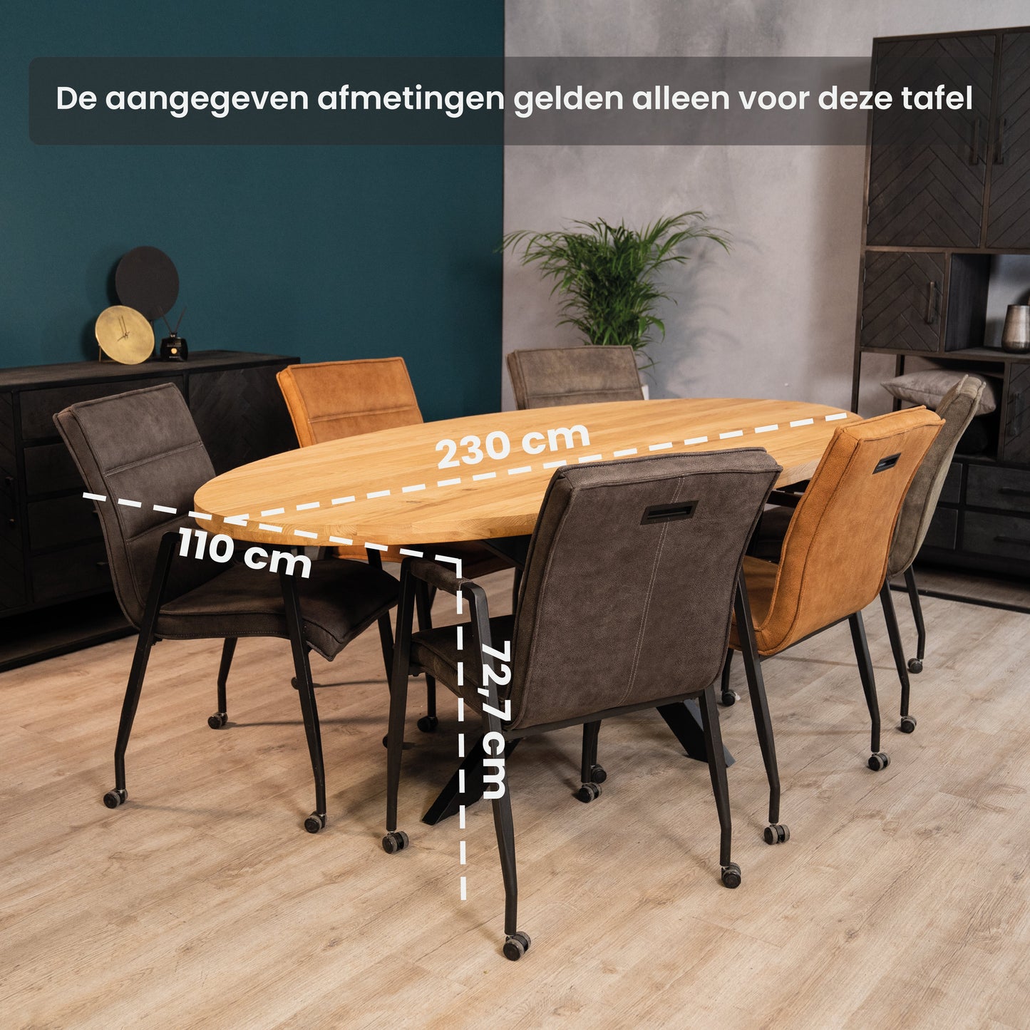 Eettafel Vigo | Eikenhout | Magazijn leegverkoop