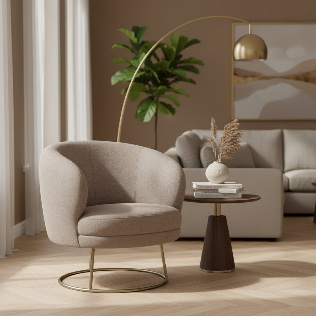 Fauteuil Victoria | Bruin Stof — Algemene Sfeerfoto
