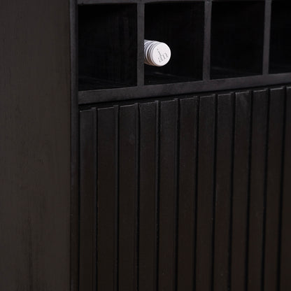 Wijnkast Madison | Zwart Mangohout