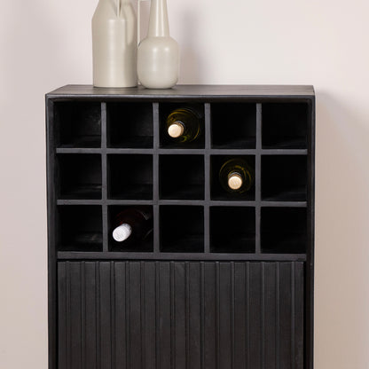 Wijnkast Madison | Zwart Mangohout