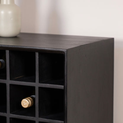 Wijnkast Madison | Zwart Mangohout