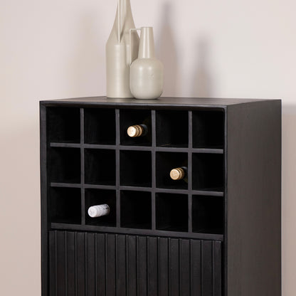Wijnkast Madison | Zwart Mangohout