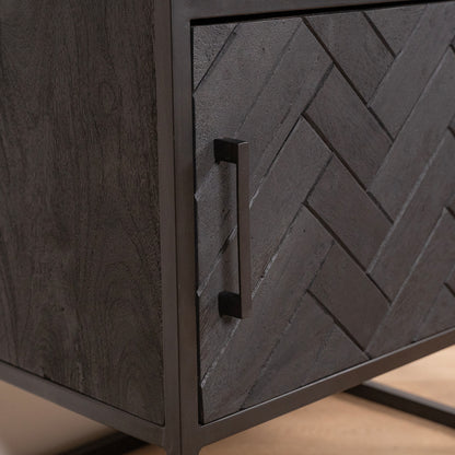 Wijnkast Yara | Zwart Mangohout