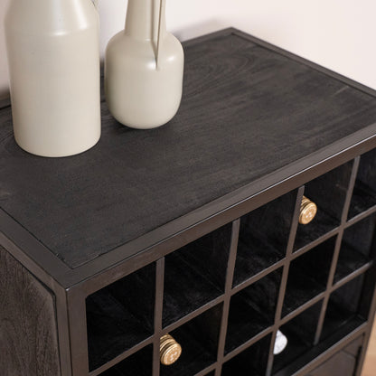 Wijnkast Yara | Zwart Mangohout