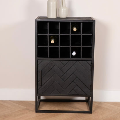 Wijnkast Yara | Zwart Mangohout