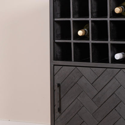Wijnkast Yara | Zwart Mangohout