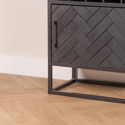 Wijnkast Yara | Zwart Mangohout