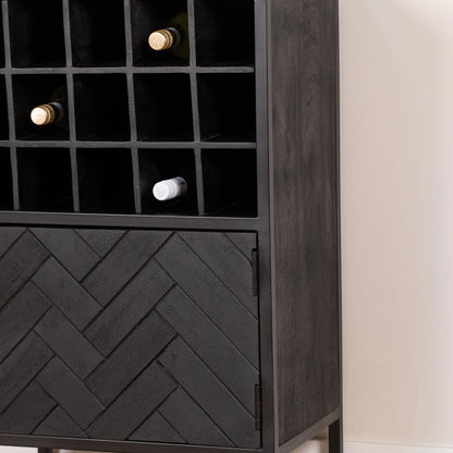 Wijnkast Yara | Zwart Mangohout
