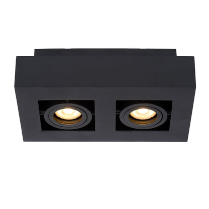 Plafondspot Xirax | 2-Lichts | LED Dim to warm | Zwart Metaal