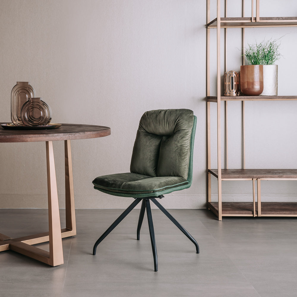 Eetkamerstoel Rota | Draaibaar | Velvetstof Bruin Groen
