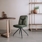 Eetkamerstoel Rota | Draaibaar | Velvetstof Bruin Groen