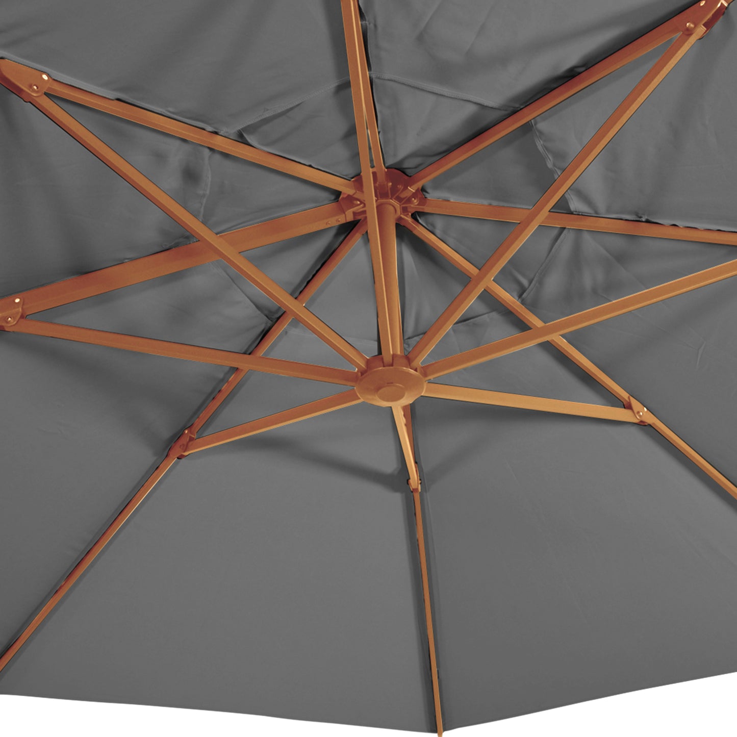 Zweefparasol VirgoFlex | Houtlook Grijs | Zonder Volant | Ø3,5 meter | Rond