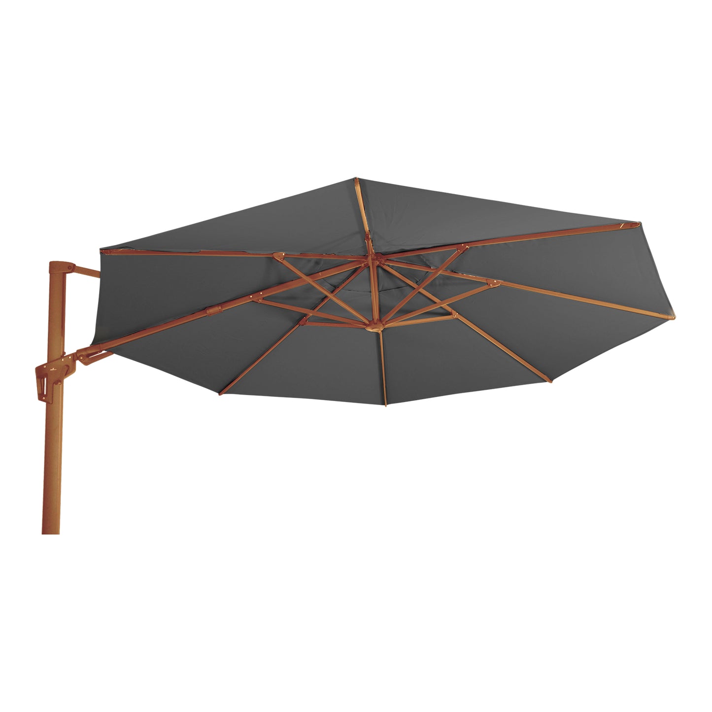 Zweefparasol VirgoFlex | Houtlook Grijs | Zonder Volant | Ø3,5 meter | Rond