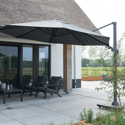 Zweefparasol VirgoFlex | Grijs | Zonder Volant | Ø3,5 meter | Rond