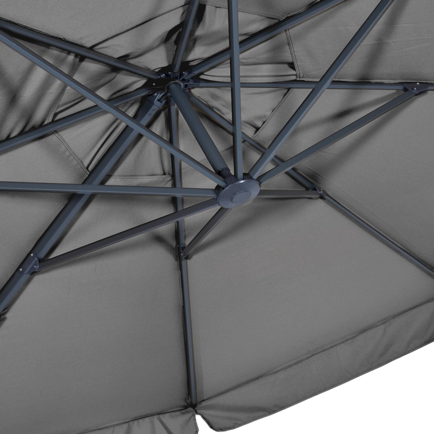 Zweefparasol Virgo | Grijs | Met Volant | Ø3,5 Meter | Rond