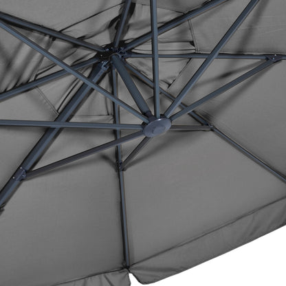 Zweefparasol Virgo | Grijs | Met Volant | Ø3,5 Meter | Rond