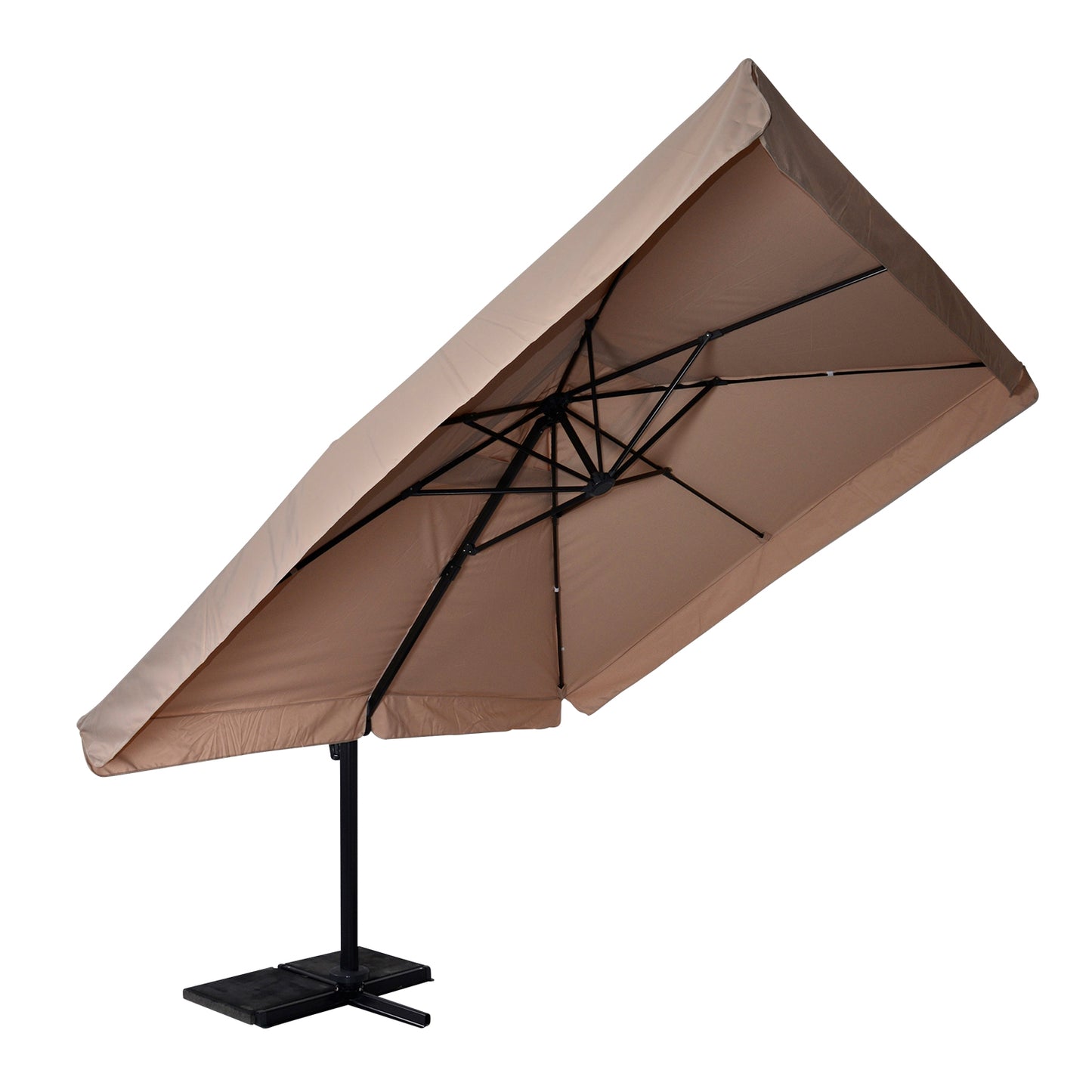 Zweefparasol Virgo | Ecru | Met Volant | 3 x 3 Meter | Vierkant