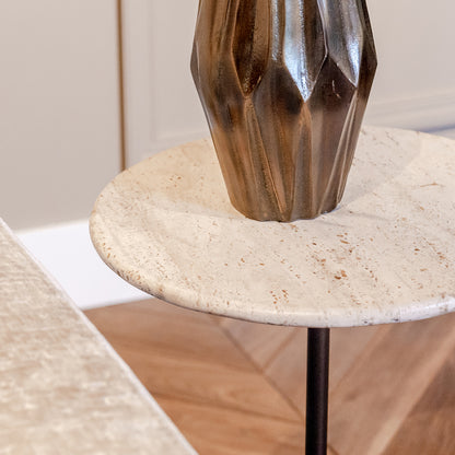 Bijzettafel Avalon | Rond | Travertin | Brons