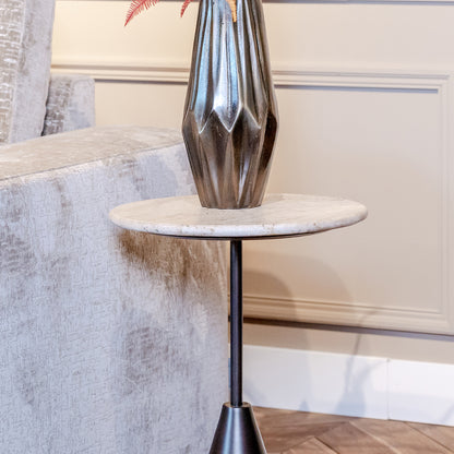 Bijzettafel Avalon | Rond | Travertin | Brons