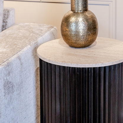 Bijzettafel Hampton | 45,5Ø | Zwart Travertin