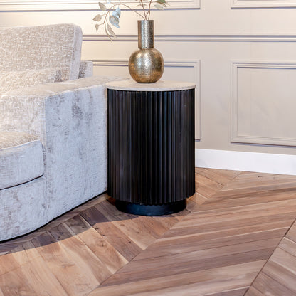 Bijzettafel Hampton | 45,5Ø | Zwart Travertin