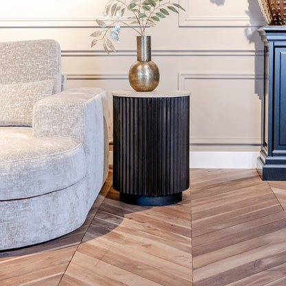 Bijzettafel Hampton | 45,5Ø | Zwart Travertin