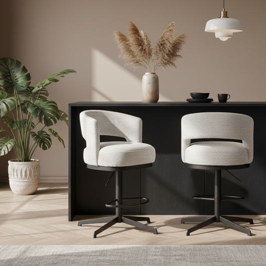 Barstoel Bruce | Draaipoot 360 | Grijs Stof