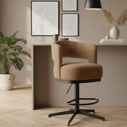 Barstoel Bruce | Draaipoot 360 | Bruin Stof