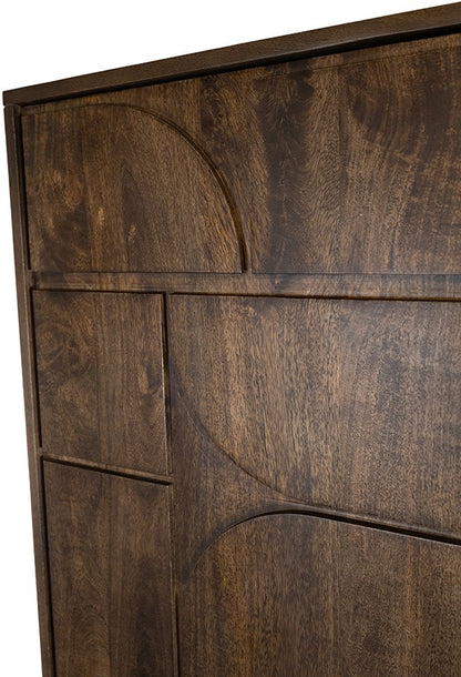 Wandkast Kaapstad mangohout walnoot, detail van het materiaal
