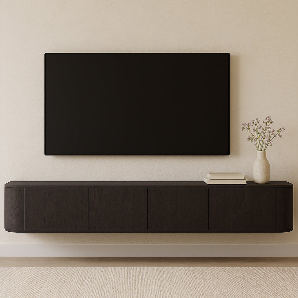 Tv-meubel Novero | Bruin Eiken fineer | zwevend