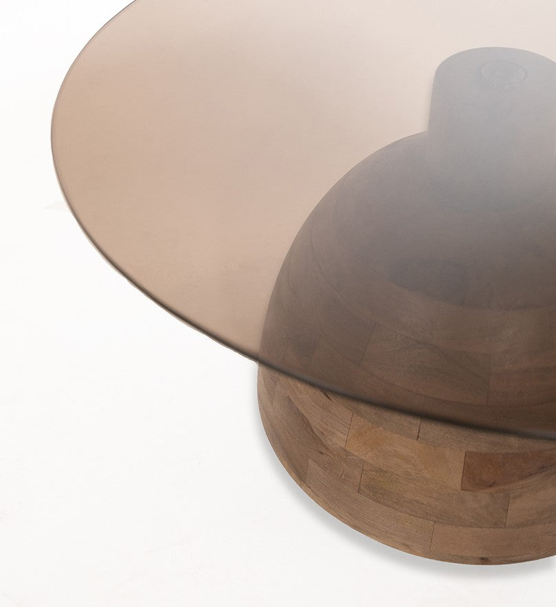 Salontafel Christian | Smoke Glass | Mangohout Walnoot — Zijaanzicht - witfoto