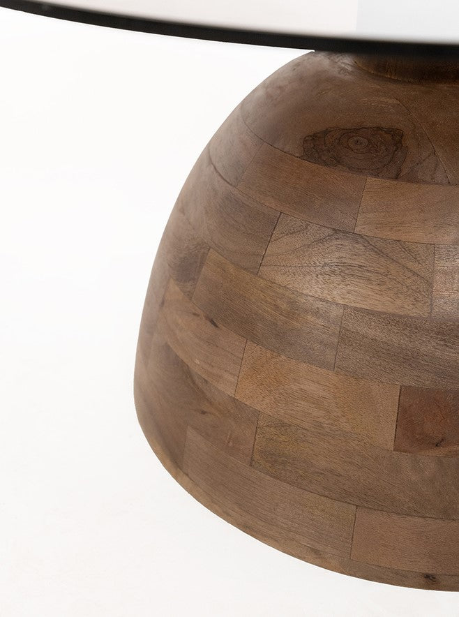 Salontafel Christian | Smoke Glass | Mangohout Walnoot — Detail