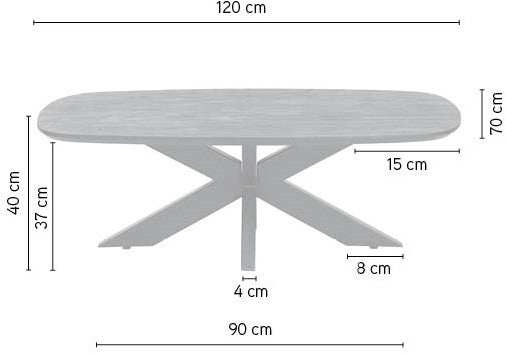 Salontafel Akagi | Deens Ovaal | 120 cm