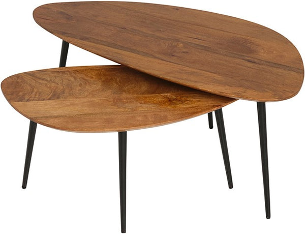 Salontafel Flare | Set Van 2 | Mangohout — Vooraanzicht - witfoto