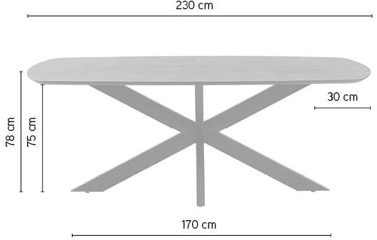 Eettafel Akagi | Deens Ovaal | Mango Ashblond — Maatvoering