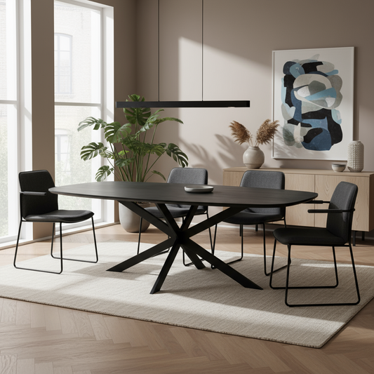 Eiken Eettafel Ferris | Deens Ovaal | Zwart