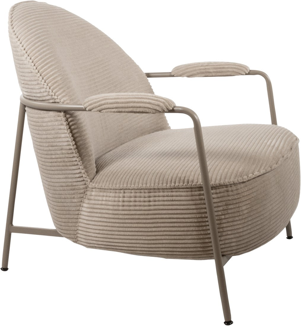 Fauteuil Elton | Rib Sand — Zijaanzicht - witfoto