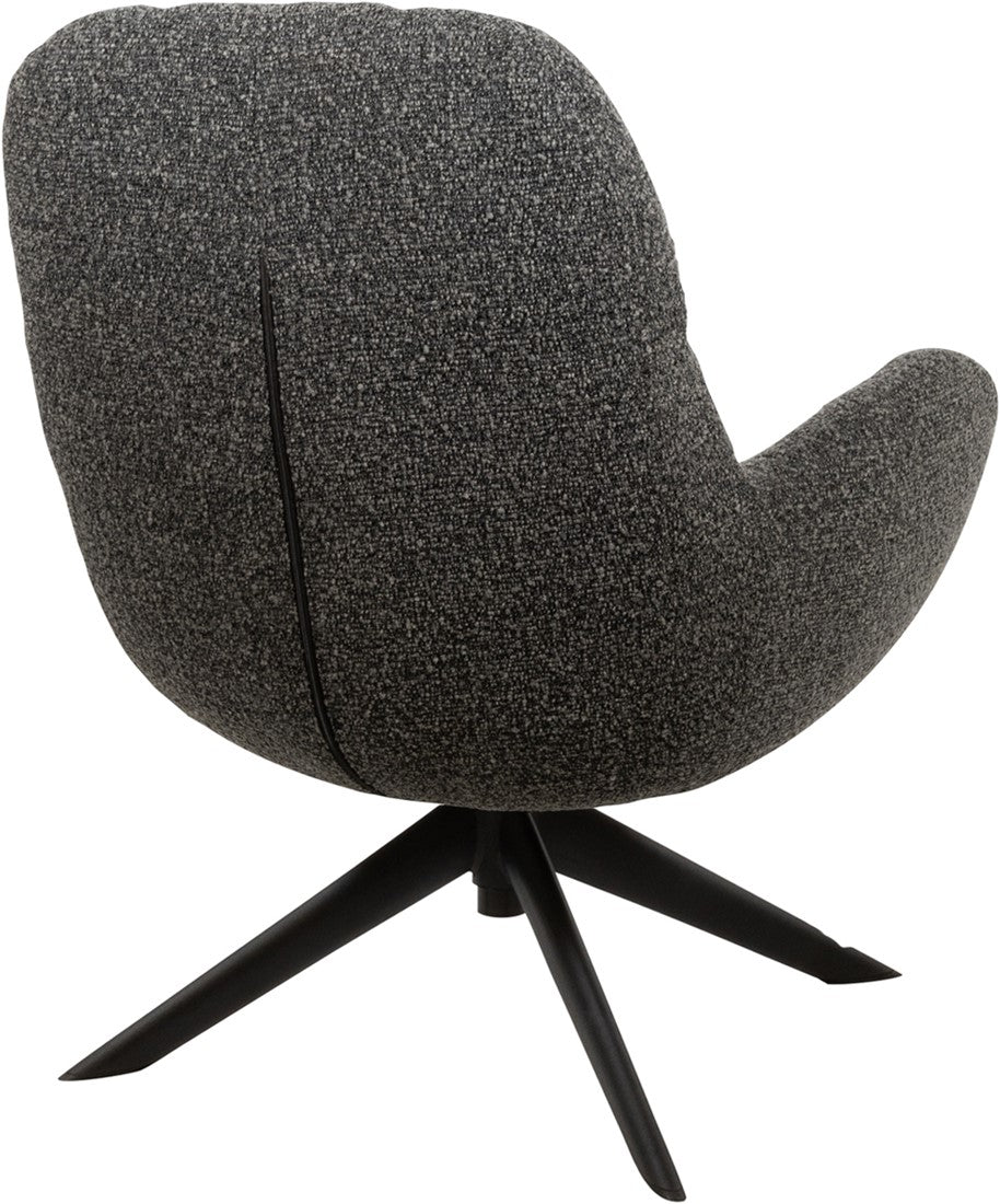 Draaifauteuil Elvis | Antraciet Bouclé — Achteraanzicht - witfoto