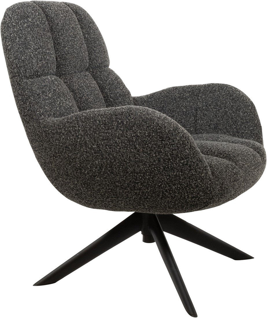 Draaifauteuil Elvis | Antraciet Bouclé — Zijaanzicht - witfoto